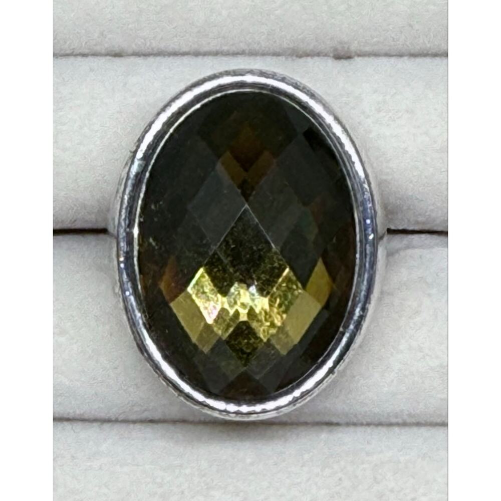Smoky Quartz Look Oval Ring Size 6.5
Silver Tone Statement Cocktail Ring